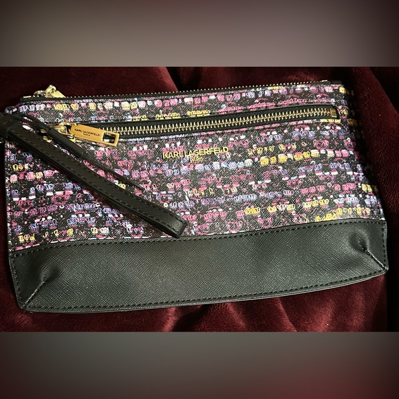 Karl Lagerfeld Multicolor Patterned Clutch Bag with Double Zippers - Picture 5 of 10